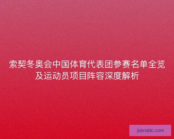 索契冬奥会中国体育代表团参赛名单全览及运动员项目阵容深度解析